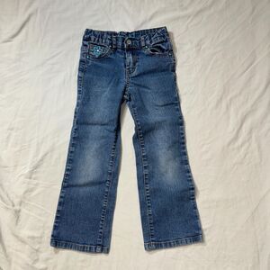 Arizona Jean Bootcut Flair Girl's 5 Blue Denim Pants Adjustable Sequin Pocket